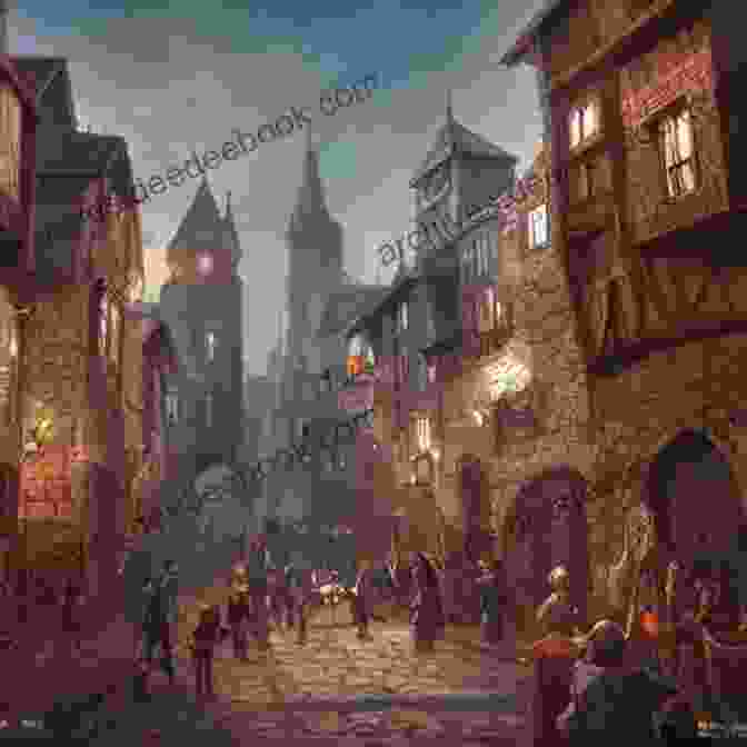 A Bustling Medieval City, With Narrow Cobblestone Streets, Half Timbered Houses, And People Going About Their Daily Lives. The Brotherhood Of The Holy Shroud: A Novel