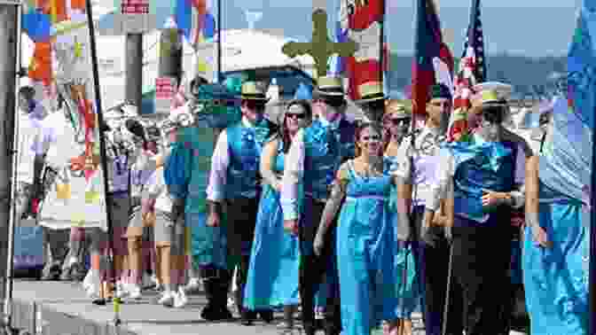 A Historic Photo Of The Pensacola Fiesta Of Five Flags, With People In Colorful Costumes Dancing In The Streets. Historic Photos Of Pensacola Jacquelyn Tracy Wilson