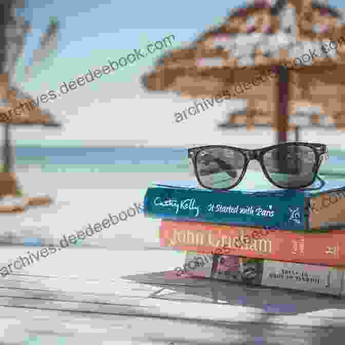 A Stack Of Books On A Beach With A Pair Of Sunglasses On Top What Happens In Greece: A Totally Joyful And Feel Good Summer Read