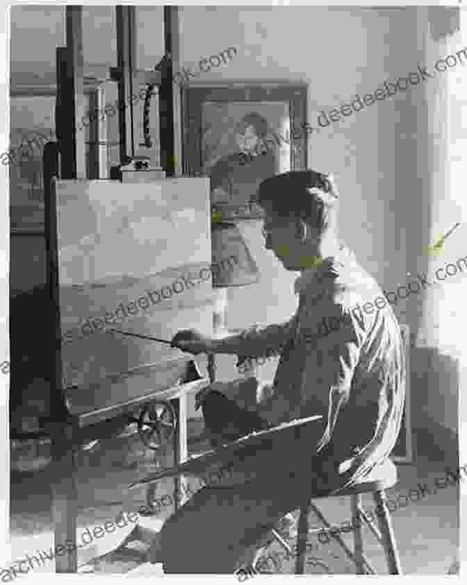 Black And White Photograph Of Bonne Bartron At An Easel Painting Whispers: An American Legend Bonne` Bartron